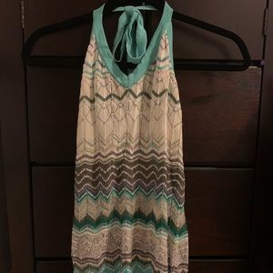 Missoni Halter, Cotton/Rayon, Cream, Teal, Purple, Pink, Size 8